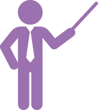 Graphic of a teacher with a stick pointing at something