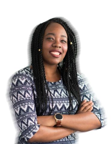 Young black woman looking into the camera