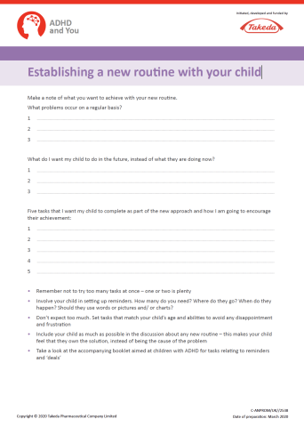 Establishing a new routine with your child
