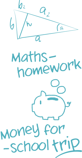 Maths homework, money for school trip